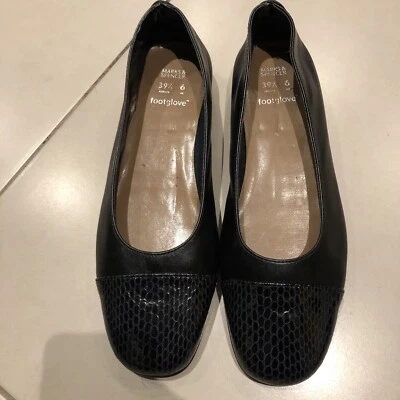 £10 • Buy M&S Footglove Black Soft Leather Slip On Shoes Size 6 Excellent Condition…