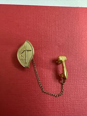 Vintage Gold Filled Flame & Cross Hammer Pin Methodist  • $22