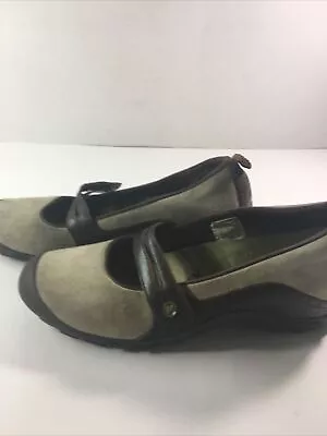 Merrell Plaza Bandeau Dark Taupe Leather Slip On Mary Jane Womens Size 8.5 • $18.55