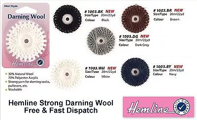 Hemline Mending Darning Wool Yarn Thread X 20 Metres Strong Socks All Colours • £2.49