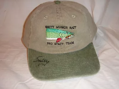 Smity Muskie Bait Baseball Fishing Cap Signed New 100% Cotton Bait Lure • $29.99