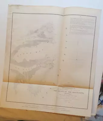 1851 RARE U.S. COAST SURVEY SKETCH MAP:Delta Of The MississippiLANAUTICAL DATA • $14.95