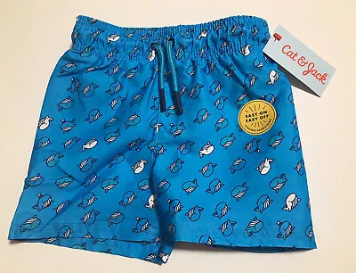 CAT & JACK Baby Boys Blue Whale Print Swim Trunks NWT Size 12 Months • $9.99