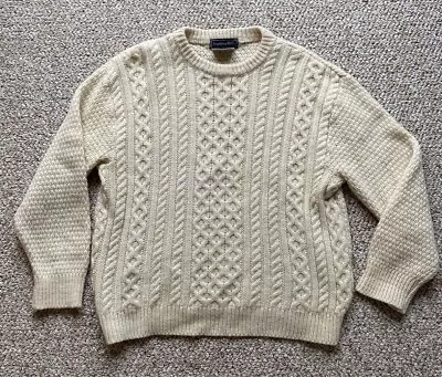 Christopher Hayes Irish Cable Knit Wool Pullover Sweater L • $54.99