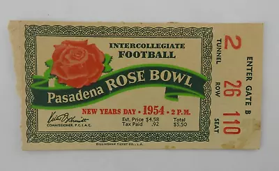 Vintage Rose Bowl Football Ticket Stub 1954  Michigan UCLA Pasadena • $74.99
