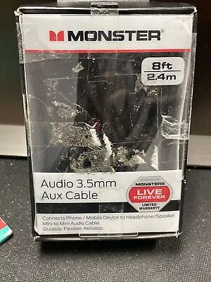 Monster 8 Ft  2.4 M Audio 3.5 Mm Gold Contacts Audio 3.5mm Aux Cable • $14.24