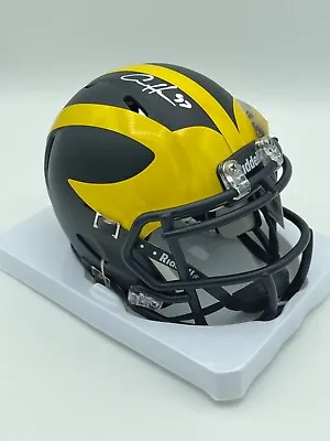 Aidan Hutchinson Signed Michigan Wolverines Speed Mini Helmet COA Hologram • $91