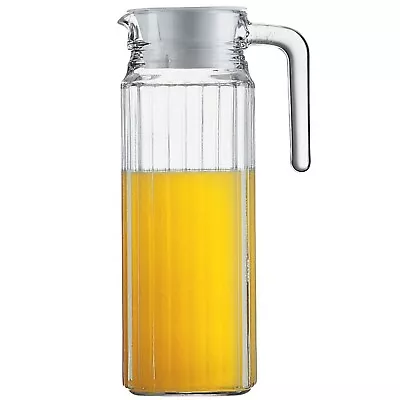 Water Glass Jug 1.2L Capacity Transparent Fridge Fruit Juices Jug With Lid • £8.30