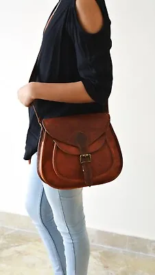 Full Grain Vintage Leather Bag's Women Satchel Saddle Messenger Crossbody Purse • $36.95