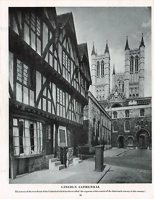 Lincoln Cathedral Vintage Picture Old Print 1950 CLPBOB2#48 • £3.49