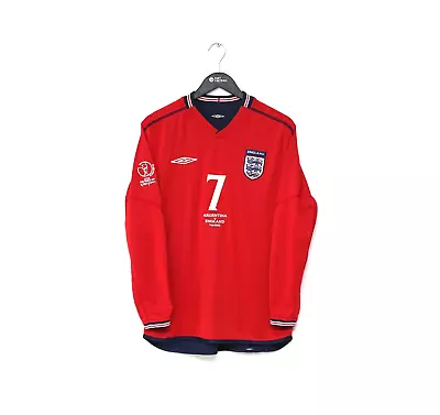 2002/04 BECKHAM #7 England Vintage Umbro Away LS Football Shirt XL Argentina WC • £149.99