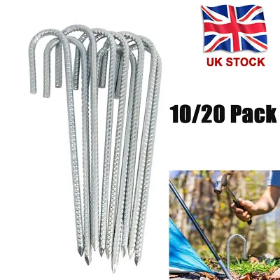 £20 • Buy 10/20X Galvanised Steel Tent Pegs Heavy Duty Rebar Ground Stakes Camping Anchors