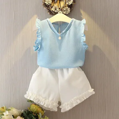 Baby Girls Ruffle Top&Shorts Outfits Clothes UK • £6.50