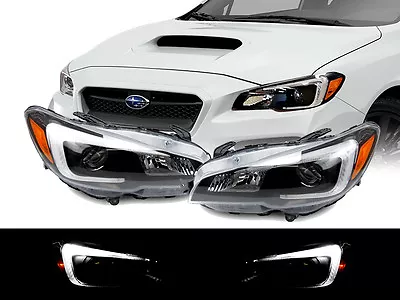 STi Style LED White Bar Black Housing Projector Headlight For 15-19 Subaru WRX • $314.96