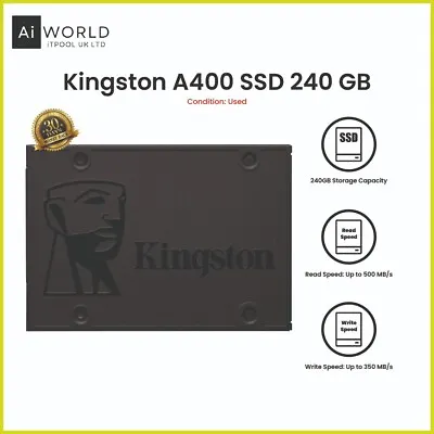 Kingston SSD A400 240GB SAT 3.0 - 10x Faster Performance - Used • £19.99