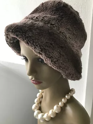 Cossack Hat Russian Cloche Styled In Two Tone Faux Fur Beige Brown Soft Touch • £11.99