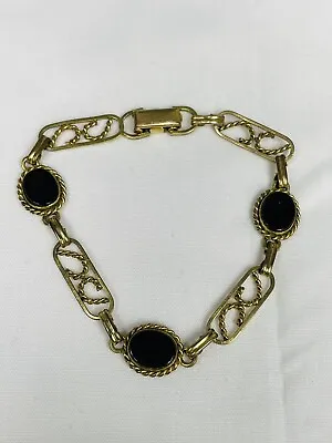 Vintage Van Dell Gold Filled Onyx Bracelet • $20