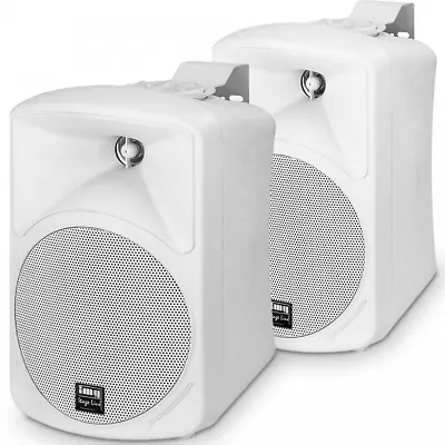 Pair Of High Quality Wall Mount PA Speakers 8 Ohms 20W In White With Brackets • £39.99