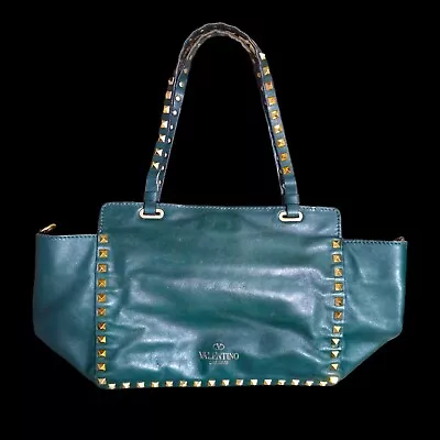 $2400 Valentino Garavani - Forest Green Rockstud Spike Bag - Large - VINTAGE • $205