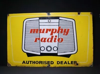 Vintage Old Original Porcelain Enamel Sign Murphy Radio Authorised Dealer Sign # • $1008.40