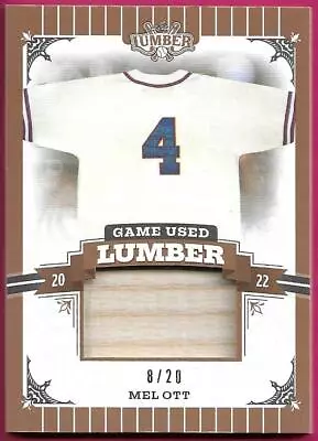 2022 Leaf Lumber Baseball MEL OTT #GUL-84 Game Used Lumber Bat 8/20 • $71.96