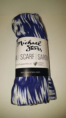 Michael Stars Ruana Scarf Sarong Blue And White 100 % Viscose Brushed Batik NWT • $14.99