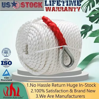 3/4 X 200' Twisted Three Strand Nylon Sail Boat Anchor Rope 12592 LBS W/ Thimble • $79.59