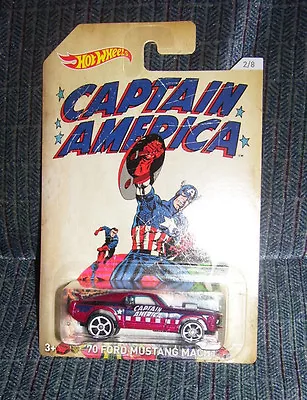 Hot Wheels CAPTAIN AMERICA SERIES '70 Mustang Mach 1 2/8 2016 Walmart MARVEL • $1.75