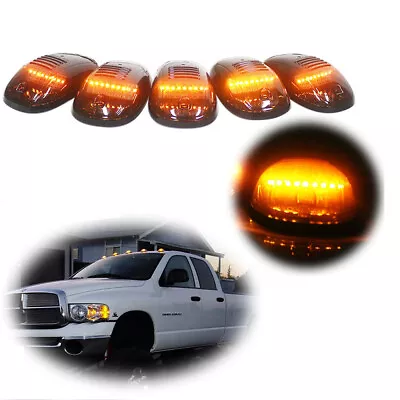 5pcs Cab Marker Roof Lights Smoke/Amber Led For 2003-2016 Dodge Ram 2500 3500 • $28.99