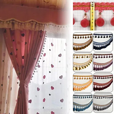 1M Pom Pom Ball Trim Braid Fringe Curtain Ribbon Sewing Tassel Balls Craft DIY • £5.47