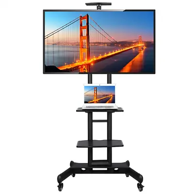 Mobile TV Stand For 32''-75'' LCD/ LED Flat Screen With Wheels & 3-tier Shelves • £48.99
