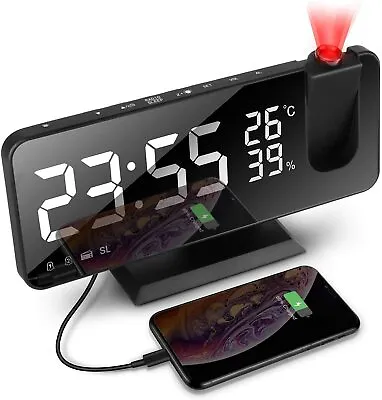 $31.95 • Buy LED Digital Smart Alarm Clock Projection Temperature Time Projector LCD Display