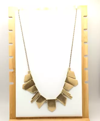 J Crew Gold Tone Necklace Multi Tier Geometric Signed Egyptian Revival Gift • $21.74