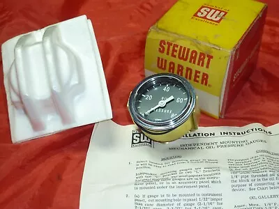 NOS Vintage 1960s Stewart Warner Oil Pressure Gauge 0-80 LBS Hot Rod Gasser • $129.95