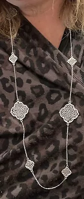 Beautiful Moroccan Style Long Silver Adjustable 17” Necklace • $18