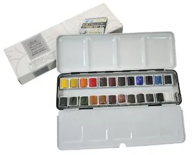£71.85 • Buy Winsor & Newton Artists Professional Quality Watercolour 24 Half Pan Metal Box