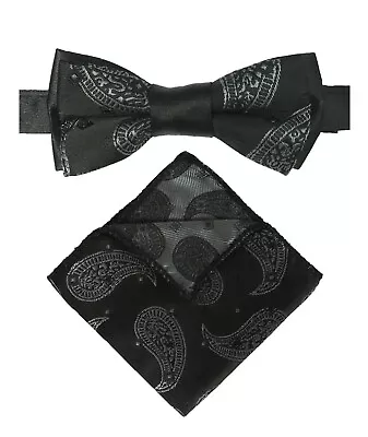 Boys Mens Paisley Dickie Bow Tie And Hanky Set For Weddings Formal Occasions • £4.99