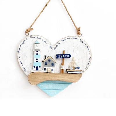 £5.89 • Buy Seaside Beach Theme Wooden Hanging Heart Plaque Nautical Seashore Fishing House