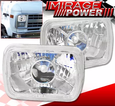 Clear LED Halo Projector Headlights Lamps 7X6 H4 Sealed Beam H6014 H6052 H6054 • $27.99