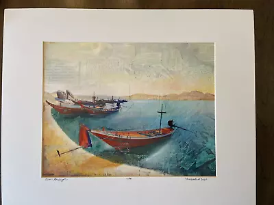 Mixed Media 12x18  Print Thai Boats At Bay By Brian MacGregor Ltd. Ed. 15/1000 • $89