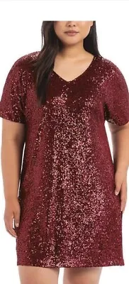 Hilary Radley Ladies Sequin Dress Wine XL Cocktail Party Vegas Club • $29.99