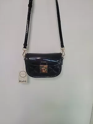 Mudd High Gloss Over The Shoulder Purse Black And Wipeable Bag New With Tags • $39.99