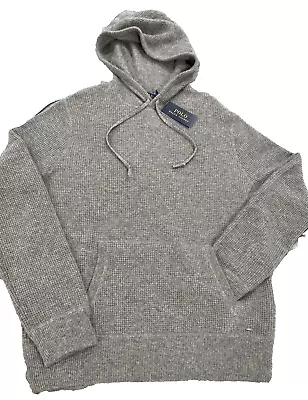 NWT Polo Ralph Lauren Waffle Knit Cashmere Hoodie Men's Sz Large Grey $398 • $187.51