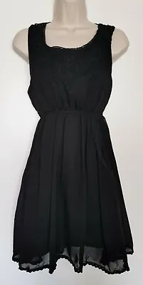 £3.50 • Buy Ladies Black Sleeveless Embroidered Dress Pussycat London Size 10
