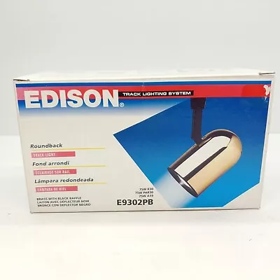 Vintage Edison Track Lighting System Round Back Brass Black Baffle E9302PB 1995 • $15.25