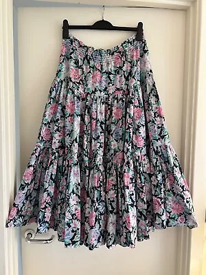 Laura Ashley Vintage Floral Tiered Gypsy Peasant Prairie Skirt Floral M • £60