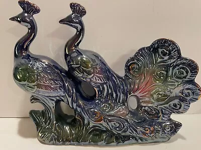 $49 • Buy Vintage Mid Century Peacocks Lustreware Figurine 10.5 