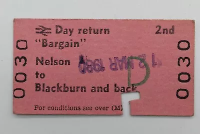BRB Railway Ticket Nelson To Blackburn 2nd Class #0030 • £3