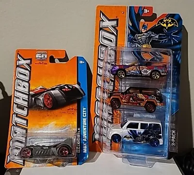 MATCHBOX LOT OF 4 Batman 3 Pack And MBX Adventure City Batmobile  • $14.99