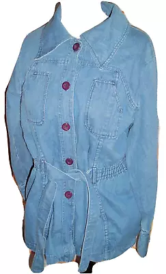 Vtg 70s Denim Jacket Mod Grunge K-Mart Made In Hong Kong 15-16 Belted Waist • $84.20